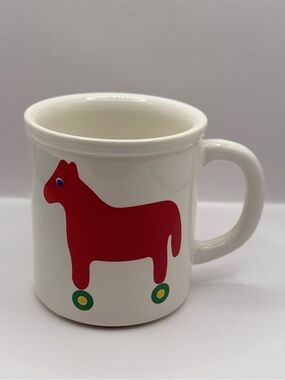 Vintage Marimekko Red Horse on Wheels Mug Pfaltzgraff Thailand Scandinavian 1980